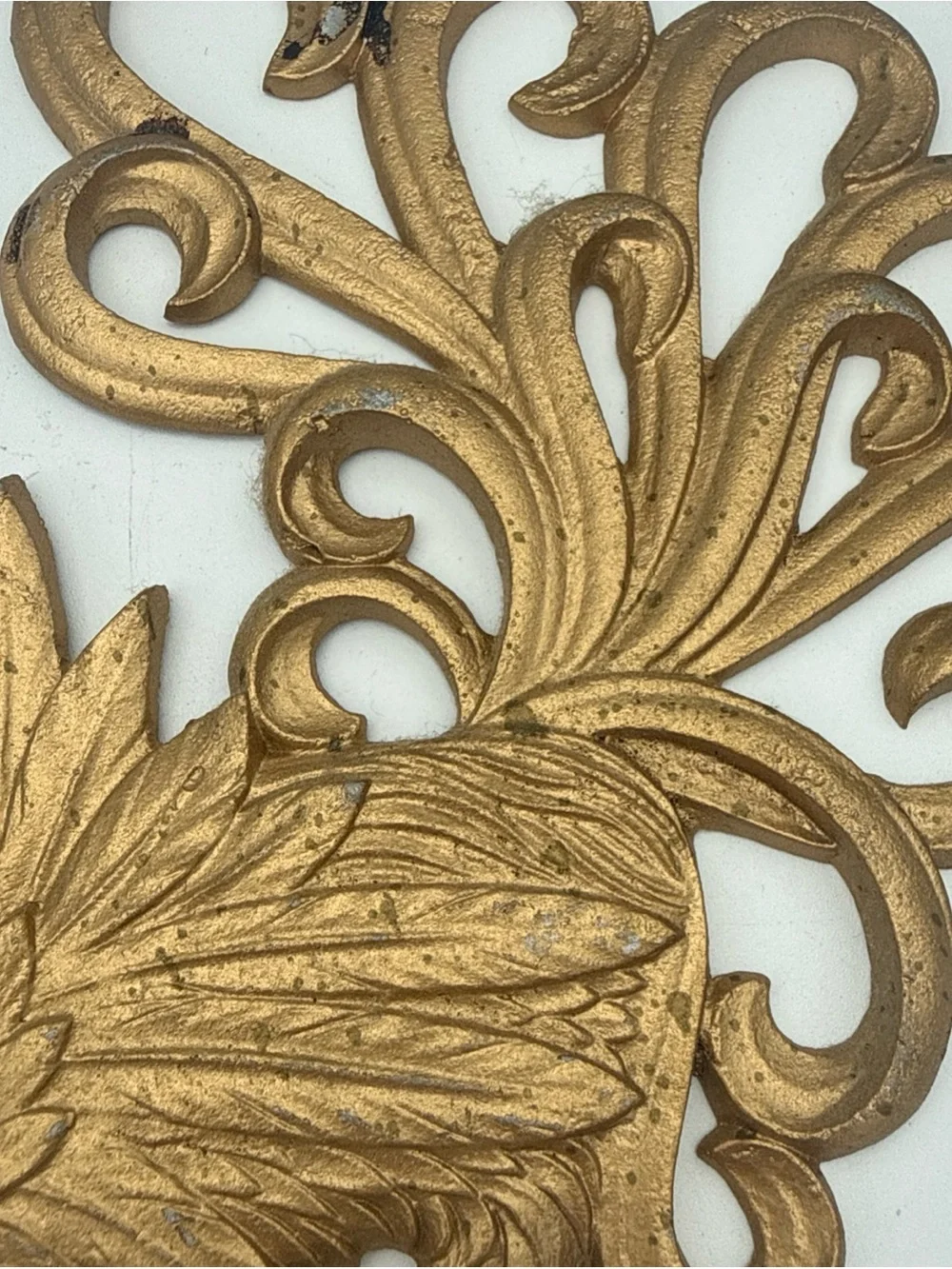 2 VTG Fighting Roosters  Gold Color Painted Cast Metal Wall Decor 9”  Farmhouse